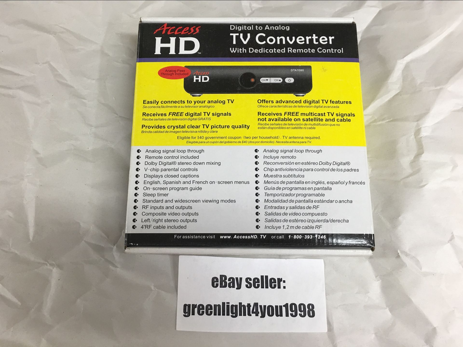 NEW Access HD Digital to Analog TV Converte Model DTA 1080D No Sales Tax - Click Image to Close